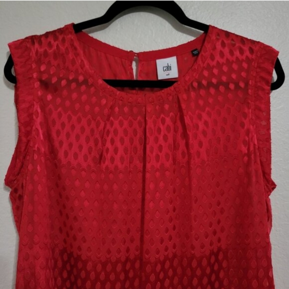 CAbi Vibrant Red Sleeveless Blouse - Picture 3 of 10